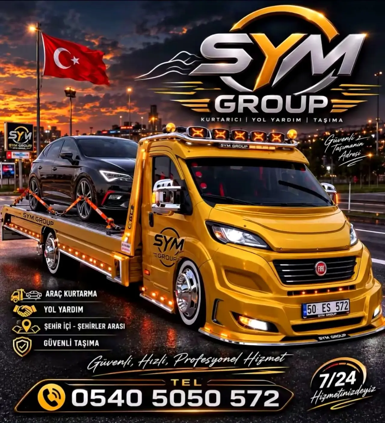 Nevşehir çekici ve oto kurtarıcı — SYM GROUP platform çekici